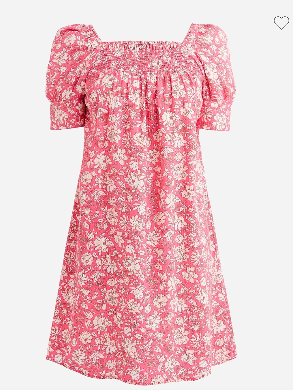 J. Crew Pink and White Floral Puff Sleeve Midi Dress